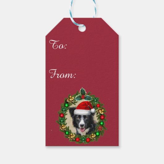 Christmas Border Collie hond cadeau labels Cadeaulabel (Voorkant)