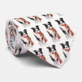 Christmas Border Collie in sneeuwvlokken Stropdas (Opgerold)