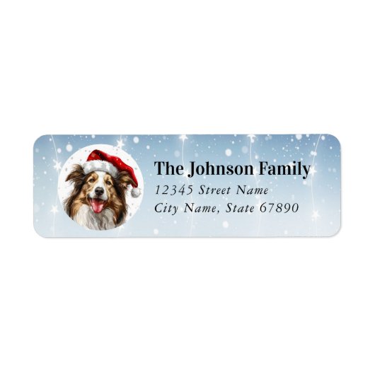 Christmas Border Collie retour adreslabels Etiket (Voorkant)