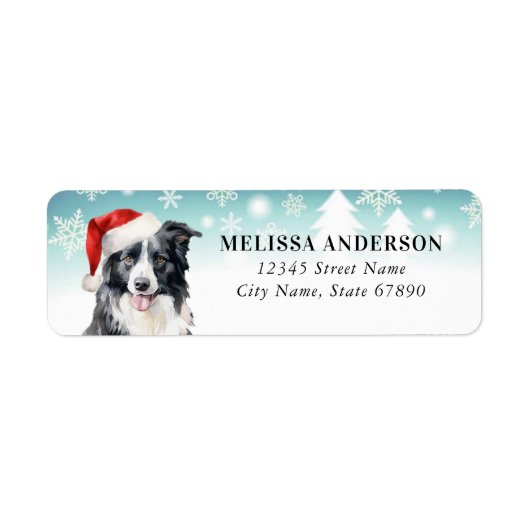 Christmas Border Collie retour adreslabels Etiket (Voorkant)