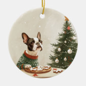 Christmas Boston Terrier Dog Keramisch Ornament (Voorkant)