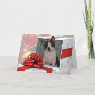 Christmas Boston Terrier Wenskaart Feestdagen Kaart