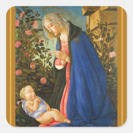 Christmas Botticelli Madonna and Child Vierkante Sticker