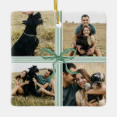 Christmas Bow Cadeau Fotocollage Keepsake Keramisch Ornament (Voorkant)