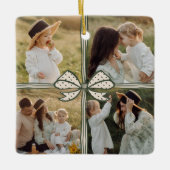 Christmas Bow Cadeau Vier Fotocollage Keepsake Keramisch Ornament (Voorkant)