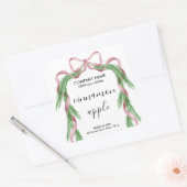 Christmas Bow Ribbon Floral Candle productlabel Vierkante Sticker (Envelop)