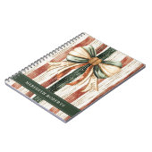 Christmas Bow Rustic Stripes Personalized Notitieboek (Linkerzijde)