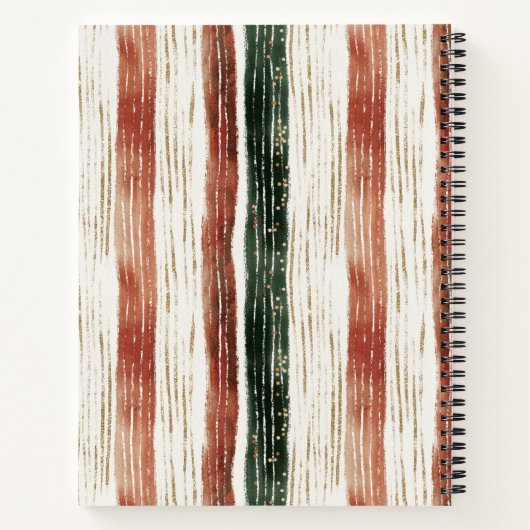 Christmas Bow Rustic Stripes Personalized Notitieboek (Achterkant)