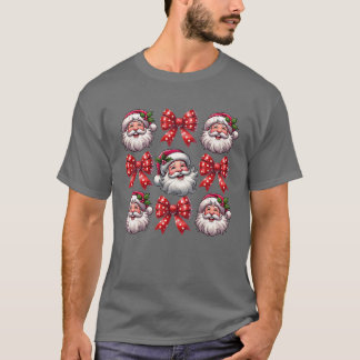 Christmas Bow Santa Christmas Christmas Retro girl T-shirt