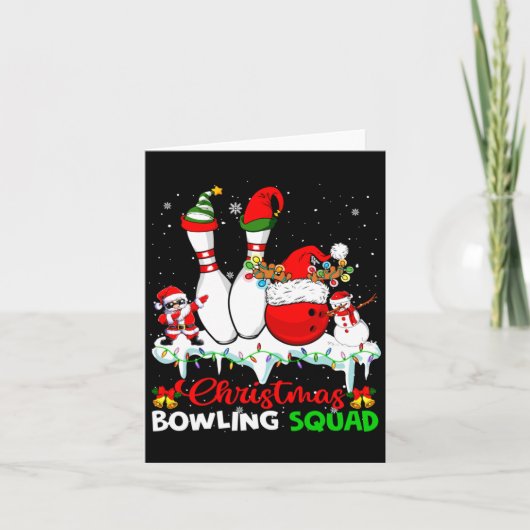 Christmas Bowling Squad Dabbing Santa Elf Bowling Kaart (Voorkant)