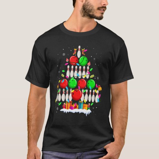 Christmas Bowling Tree  For Bowling  Men Women T-shirt (Voorkant)