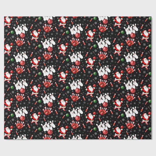 Christmas Bowling with Santa Claus Cadeaupapier (Vlak)