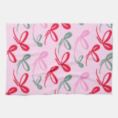 Christmas Bows Reversible Color Theedoek (Horizontaal)