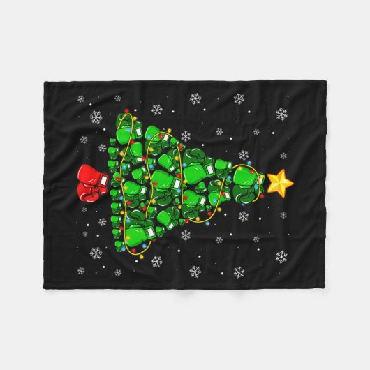 Christmas Boxing Srts Lover Xmas Tree Lights Paj Fleece Deken (Voorkant (Horizontaal))