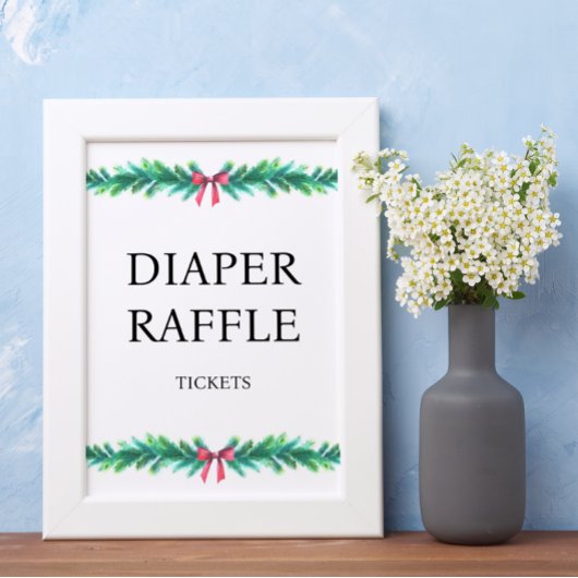 Christmas Branch Luier Raffle Baby shower Poster