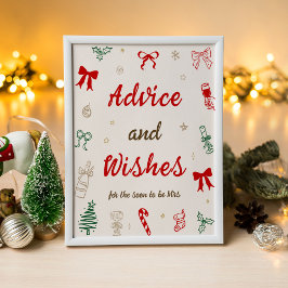 Christmas Bridal Shower Advice and Wishes Poster
