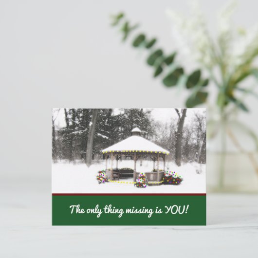 CHRISTMAS BRIEFKAART, "HET ENIGE DAT VERMIST IS JI FEESTDAGENKAART (Staand voorkant)