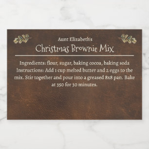 Christmas Brownie Baking Mix gepersonaliseerd Voedselcontainer Etiket