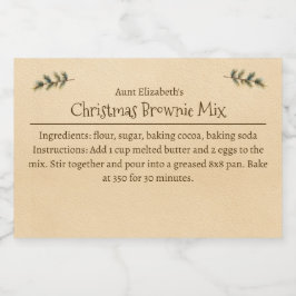 Christmas Brownie Baking Mix Personalized Simple Voedselcontainer Etiket