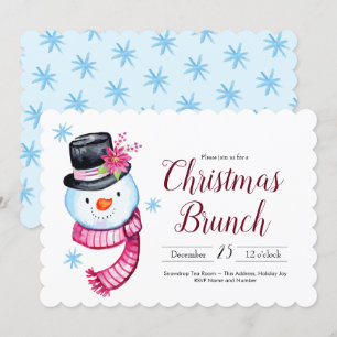 Christmas Brunch Schattigee Waterverf Snowman Scri Kaart