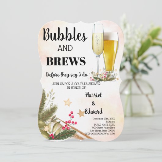 Christmas Bubble & Brews Couples Douche Invitation (Debout devant)