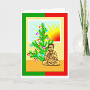 Christmas Buddha w / Tree Feestdagen Kaart