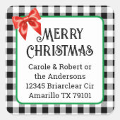 Christmas Buffalo Check Patroon Adres Stickers (Voorkant)