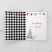 Christmas Buffalo Plaid Dog Paw Print and Hat Kaart (Binnen)