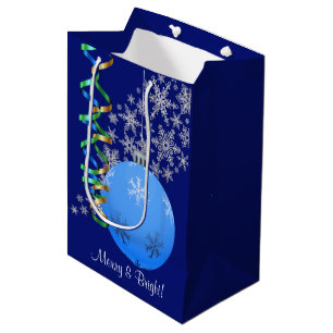 Christmas Bulb Snowflake Blue Medium Cadeauzakje