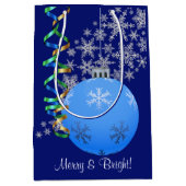 Christmas Bulb Snowflake Blue Medium Cadeauzakje (Voorkant)