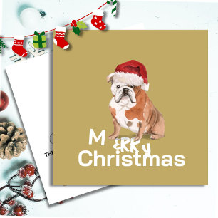 Christmas Bull Dog Merry Wenskaart