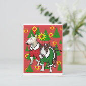 Christmas Bull Terrier Feestdagenkaart (Staand voorkant)