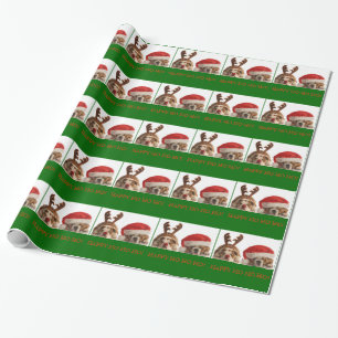 CHRISTMAS BULLDOG HOLIDAY WRAPPING PAPIER