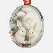 Christmas Bunnies Tree Family Metalen Ornament (Links)