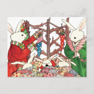 Christmas Bunny familie Feestdagenkaart