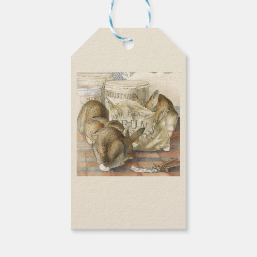 Christmas Bunny Rabbits Cadeaulabel (Achterkant)