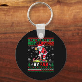 Christmas By Par Santa Sweater Playing Golf Golfer Sleutelhanger (Voorkant)