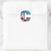 CHRISTMAS C-BRIEF / GEÏNSPIREERDE SANTA-MONOGRAM RONDE STICKER (Tas)
