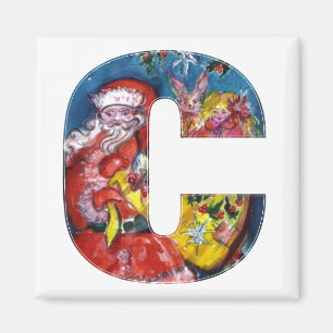 CHRISTMAS C BRIEF / SANTA MET GIFTS MONOGRAM MAGNEET