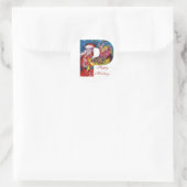 CHRISTMAS C BRIEF / SANTA MET GIFTS MONOGRAM RONDE STICKER (Tas)
