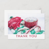 Christmas Cacao Candy Cane Sjaal & Mitts Dank u Bedankkaart (Voorkant / Achterkant)