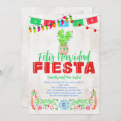 Christmas Cactus Feliz Navidad Invitation de la fê (Devant / Derrière)