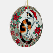 Christmas Calico Cat Santa Keramisch Ornament (Rechts)