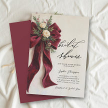 Christmas Calligraphy Red Bow Bridal Shower