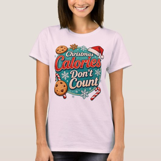 Christmas Calories Don’t Count Funny Santa Claus  T-shirt (Voorkant)