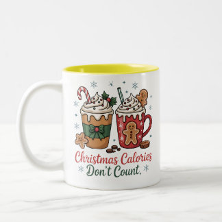 christmas calories don't count mug design  tweekleurige koffiemok