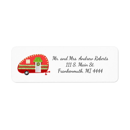 Christmas Camper retour adres label (Voorkant)