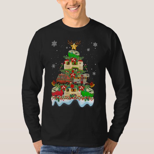 Christmas Camping X mas Camping Truck Tree Camper T-shirt (Voorkant)