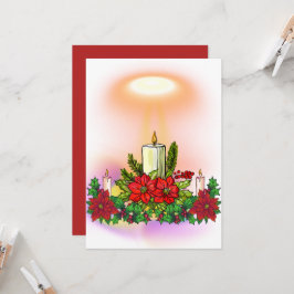 Christmas Candle Card with Poinsettia Kaart
