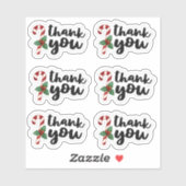 Christmas Candy Cane Bedankt Sticker (Vel)